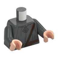 Torso, Robe, Dark Brown Strap, Reddish Brown belt print, Dark Bluish Gray Arms, Light Nougat Hands Dunkelblaugrau