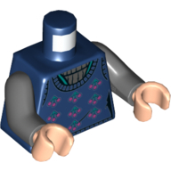 Torso Sweater, Bright Pink Dots, Dar Turquoise Arrows, Dark Bluish Grey Shirt Print, Dark Bluish Gray Arms, Light Nougat Hands Dark Blue