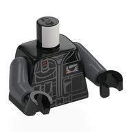 Torso, Imperial Remnants Shuttle Pilot Suit, Dark Bluish Grey Markings, Imperial Insignia on Arm print, Dark Bluish Gray Arms, Black Hands Schwarz