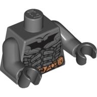 Torso Armor, Batman Logo and Yellow Belt Print, Dark Bluish Gray Arms, Black Hands Dark Bluish Gray