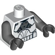 Torso Armor Clone Trooper Clone Gunner Print, Dark Bluish Gray Arms, Black Hands Weiß