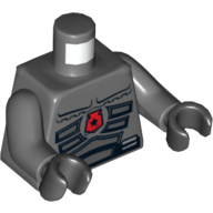 Torso Spacesuit with Red Police Badge, Belt with Pouches / Radio on Back Print, Dark Bluish Gray Arms, Black Hands Dunkelblaugrau