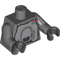Torso Armor, Light Bluish Gray Chestplate with Rank Badge Print (Hoth Imperial Officer) Print, Dark Bluish Gray Arms, Black Hands Dark Bluish Gray