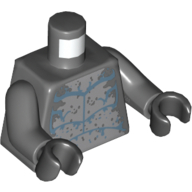 Torso Bare Chest, Light Bluish Gray Stomach, Sand Blue Muscle Lines Print (Hammerhead Warrior), Dark Bluish Gray Arms, Black Hands Dark Bluish Gray