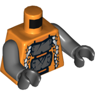 Torso Snake with Dark Bluish Gray and White Scales Print, Dark Bluish Gray Arms, Black Hands Orange