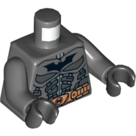 Torso Armor with Batman Logo and Copper Belt Print, Dark Bluish Gray Arms, Black Hands Dark Bluish Gray