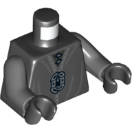 Torso Robe with Silver Clasp Print, Dark Bluish Gray Arms, Black Hands Black