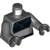 Torso Armor, Black Collar, Silver and Red Stripes Print (Inquisitor), Dark Bluish Gray Arms, Black Hands Dark Bluish Gray