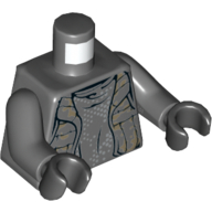 Torso Vest with Dark Tan Camouflage over Shirt with Silver Dots Print, Dark Bluish Gray Arms, Black Hands Dunkelblaugrau
