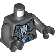 Torso Armor Plates with Electrified Lord Krakenskull Symbols and Blue Arcane Symbols Print, Dark Bluish Gray Arms, Black Hands Dark Bluish Gray
