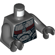 Torso Armor, Red Band with Black Detailing Print (Falcon), Dark Bluish Gray Arms, Black Hands Dunkelblaugrau