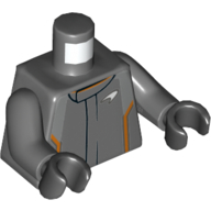 Torso Racing Jacket, Orange Trim Print, Dark Bluish Gray Arms, Black Hands Dunkelblaugrau