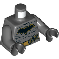 Torso Armor, Muscles, Utility Belt, Black Batman Logo Print, Dark Bluish Gray Arms, Black Hands Dunkelblaugrau