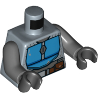 Torso Armor, Blue Plates, Reddish Brown Belt Print (Mandalorian), Dark Bluish Gray Arms, Black Hands Sand Blue