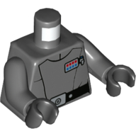 Torso Crew Uniform, Black Belt with Silver Buckle, Red and Blue Insignia Badge, Dark Bluish Gray Arms, Black Hands Dunkelblaugrau
