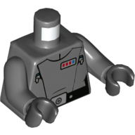 Torso, Imperial Officer Uniform, Red/Blue Decorations, Black Belt print, Dark Bluish Gray Arms, Black Hands Dunkelblaugrau