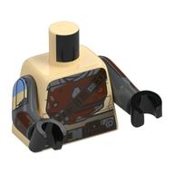 Torso Armor, Reddish Brown Panels, Dark Brown Strap, Arm print, Dark Bluish Gray Arms, Black Hands Tan