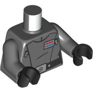 Torso, Imperial Admiral Uniform, Red/Blue Badge, Black Belt print, Dark Bluish Gray Arms, Black Hands Dunkelblaugrau