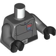 Torso, Republican Admiral Uniform, Blue/Red Badge, Black Belt print, Dark Bluish Gray Arms, Black Hands Dunkelblaugrau