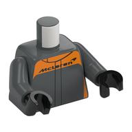 Torso Race Suit, Orange Shapes, 'MCLAREN' print, Dark Bluish Gray Arms, Black Hands Dunkelblaugrau