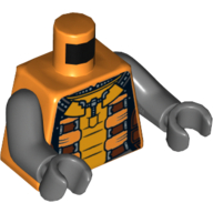 Torso Spacesuit with Brown and Orange Straps and Green Light on Reverse Print, Dark Bluish Gray Arms and Hands Orange