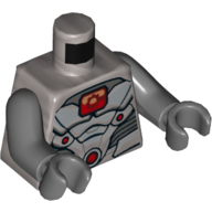 Torso Armor, Red Sports, and Red and Orange Chest Square Print (Cyborg), Dark Bluish Gray Arms and Hands Mattsilber
