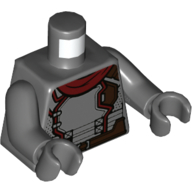 Torso Armor, Dark Red Trim, Dark Brown Belt, Dark Red Scarf Print, Dark Bluish Gray Arms and Hands Dunkelblaugrau