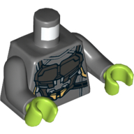 Torso Armor, Black Chest Plate Print (Gamora), Dark Bluish Gray Arms, Lime Hands Dunkelblaugrau