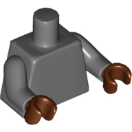 Torso, Dark Bluish Gray Arms, Reddish Brown Hands [Plain] Dark Bluish Gray