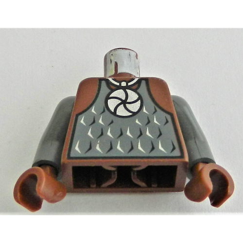 Torso Armor, Amulet and Vest Print, Dark Bluish Gray Arms, Reddish Brown Hands Reddish Brown