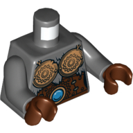 Torso Armor, Copper Breastplates, Chains and Blue Round Jewel (Chi) Print, Dark Bluish Gray Arms, Reddish Brown Hands Dunkelblaugrau
