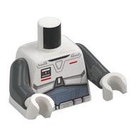 Torso, Imperial Commando Armor, Sand Blue Armor, Utility Belt, Red Markings print, Dark Bluish Gray Arms, White Hands White