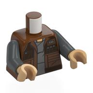 Torso Jacket, Pockets, Dark Bluish Grey Shirt print, Dark Bluish Gray Arms, Warm Tan Hands Rotbraun