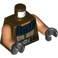 Torso Robe, Dark Tan Trim, Large Black Collar, Belt Print, (Quinlan Vos), Nougat Arms, Black Hands Dunkelbraun