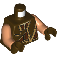 Torso Vest with Gold Trim Front and Back Print (Gungan), Nougat Arms, Dark Brown Hands Dunkelbraun