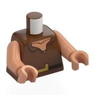 Torso, Open Shirt, Nougat Chest, Black Belt, Gold Belt Buckle print, Nougat Arms and Hands Rotbraun