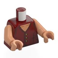 Torso, Dark Red Vest, Gold Buttons print, Nougat Arms and Hands Dark Red