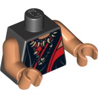 Torso Robe with Red Trim and Ceremonial Necklace Print, Nougat Arms and Hands Schwarz