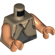 Torso Tunic, Dark Bluish Gray / Light Brown Layers Print (Gungan), Nougat Arms and Hands Dark Tan