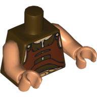 Torso Vest with Gold Belt Front and Back Print (Gungan), Nougat Arms and Hands Dark Brown