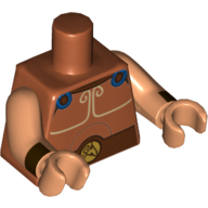 Torso Armor, Blue Cape Clasps, White Trim and Reddish Brown Belt Print, Nougat Arms and Hands with Dark Brown Cuffs Print Dark Orange