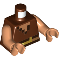 Torso Pixelated Vest and Belt, Dark Brown and Nougat Squares Print, Nougat Arms and Hands Rotbraun