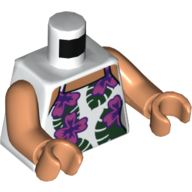Torso Vest Top, Dark Pink and Dark Purple Flowers, Nougat Neck Print, Nougat Arms and Hands White