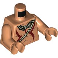 Torso Bare Chest, Dark Red Paint, Necklace, Bead Strap print, Nougat Arms and Hands Nougat
