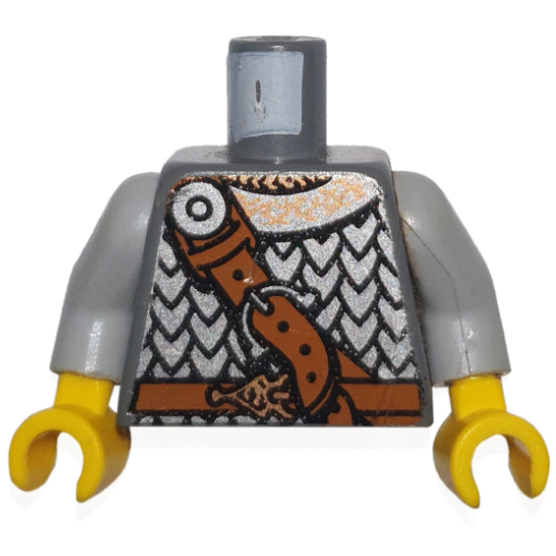 Torso Armor, Scale Mail and Diagonal Leather Belt Print, Light Bluish Gray Arms, Yellow Hands Dunkelblaugrau