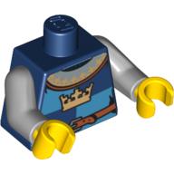 Torso Gold Crown on Dark Blue, Medium Blue Quarters, Collar Print, Light Bluish Gray Arms, Yellow Hands Dunkelblau