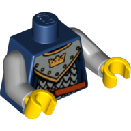 Torso Armor, Scale Mail, Crown on Collar Print, Light Bluish Gray Arms, Yellow Hands Dark Blue