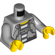 Torso Prison Shirt, '60675', Hoodie over Prison Stripes Print, Light Bluish Gray Arms, Yellow Hands Hellblaugrau
