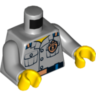 Torso Shirt with Pockets and Copper Life Preserver Badge (Coast Guard) and Belt Print, Light Bluish Gray Arms, Yellow Hands Hellblaugrau