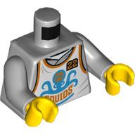 Torso Basket Ball Shirt, 'Squids', 22, Orange Trim Print, Light Bluish Gray Arms, Yellow Hands Light Bluish Gray